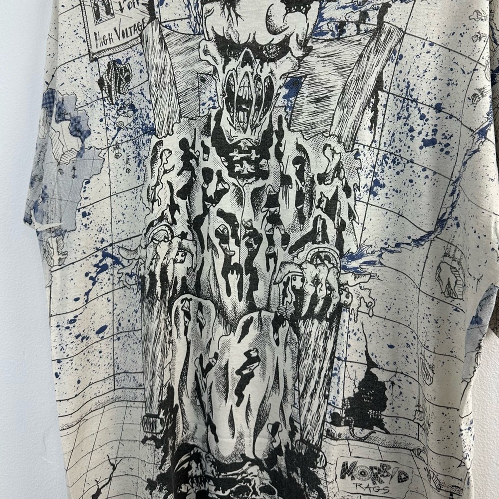 Vintage Morbid Rags T Shirt Skeleton Electric Chair All Over Print Large